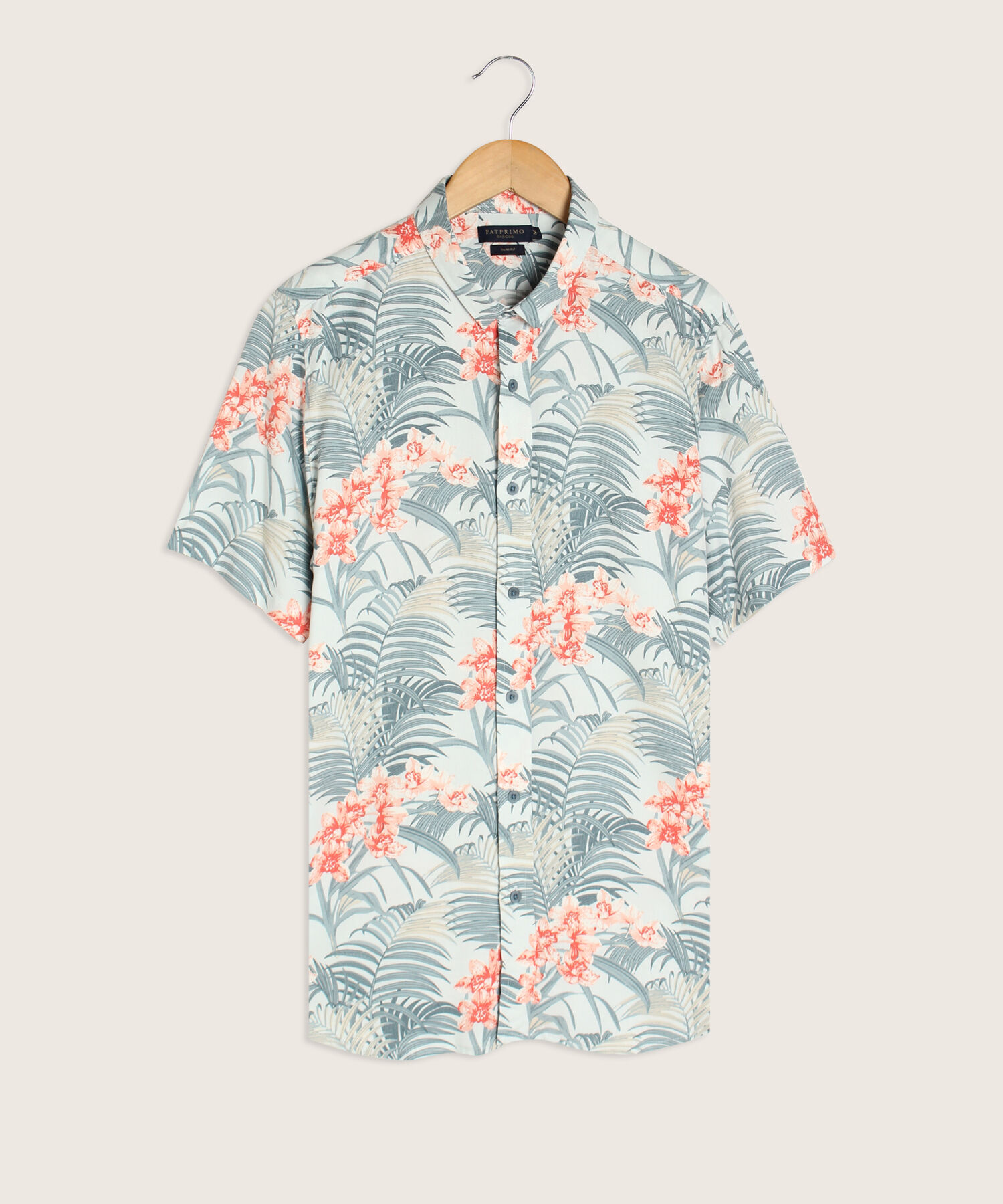 Camisa Manga Corta Sin Bolsillo, Slim Fit, Estampada