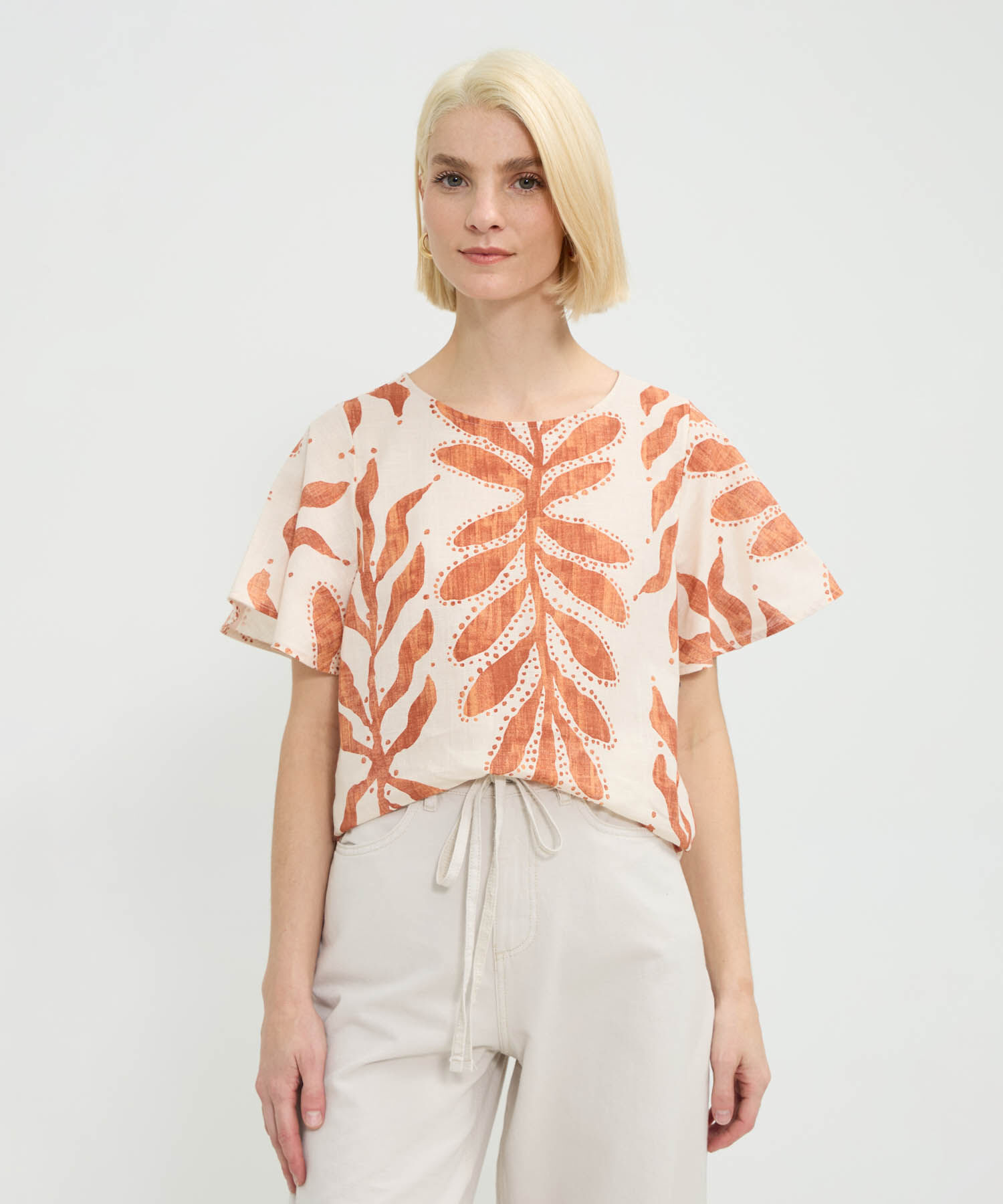 Blusa Manga Corta Acampanada Estampada