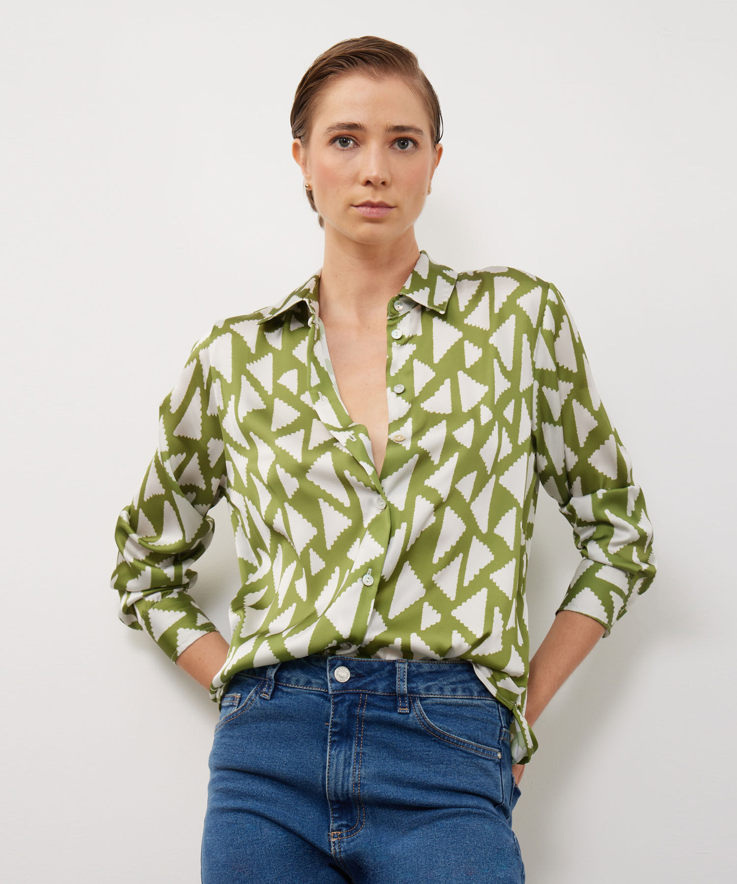 Camisa Estampada En Satin