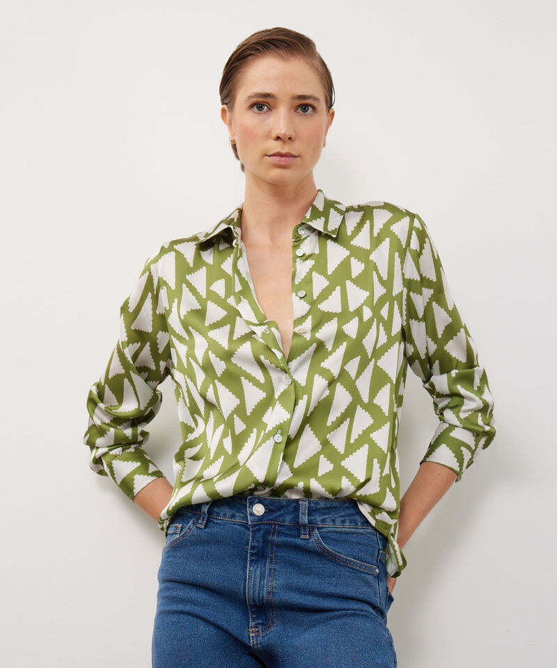 Camisa Estampada En Satin