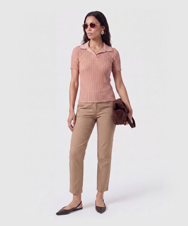 Polo Tejido Acanalado Mujer