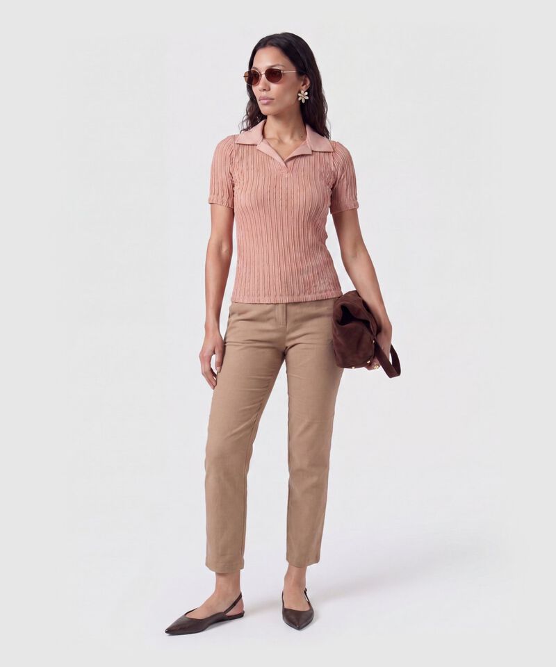 Polo Tejido Acanalado Mujer