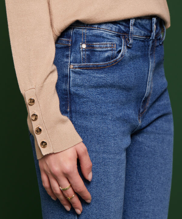 Jean Skinny Tiro Alto Tono Azul Medio Oscuro
