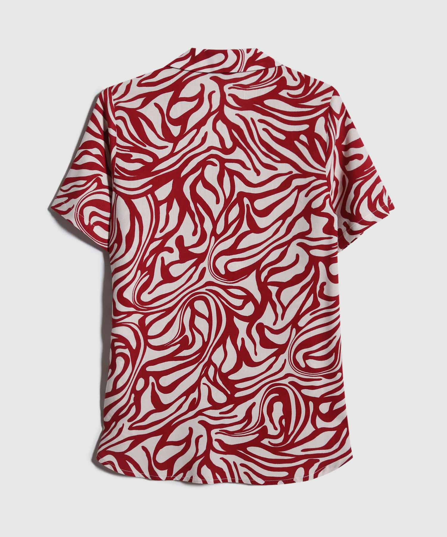 Camisa Estampada, Manga Corta, Cuello Camisero