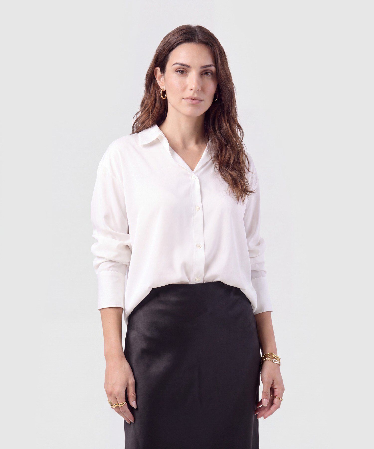 Camisa Fluida Pu&ntilde;o Ancho Para Mujer