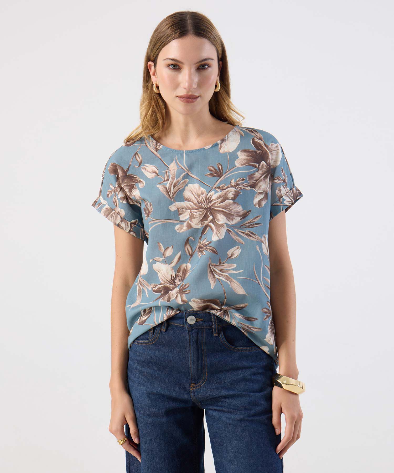Blusa Manga Corta Estampada