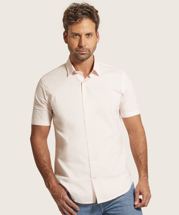 Camisa Manga Corta con Cuello Camisero Blanco