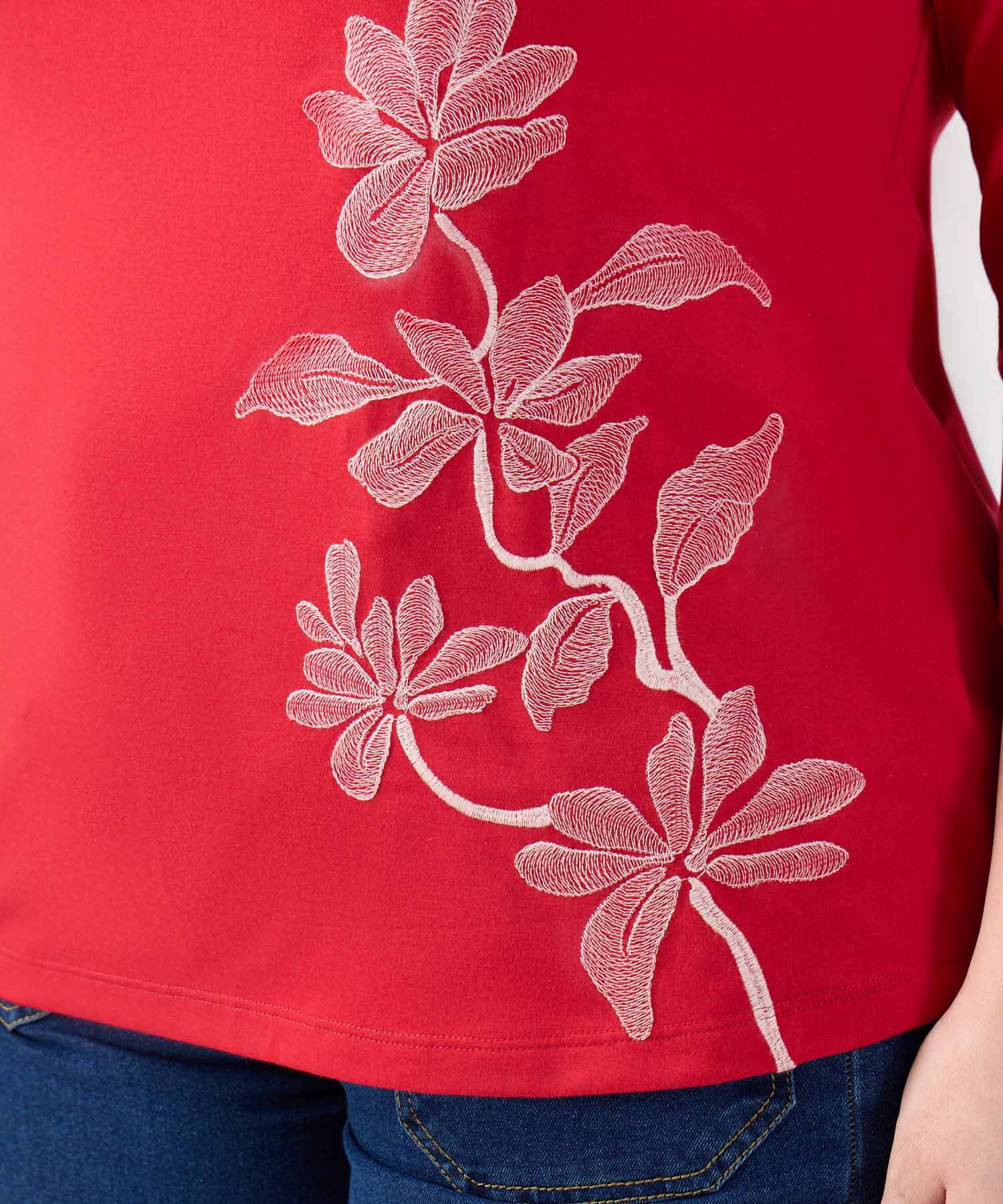 Camiseta Texturizada Manga &frac34; Para Mujer Curvy