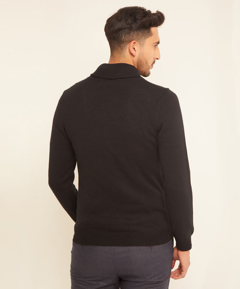 Buzo De Punto Con Cuello Shawl Y Cierre De Alamar