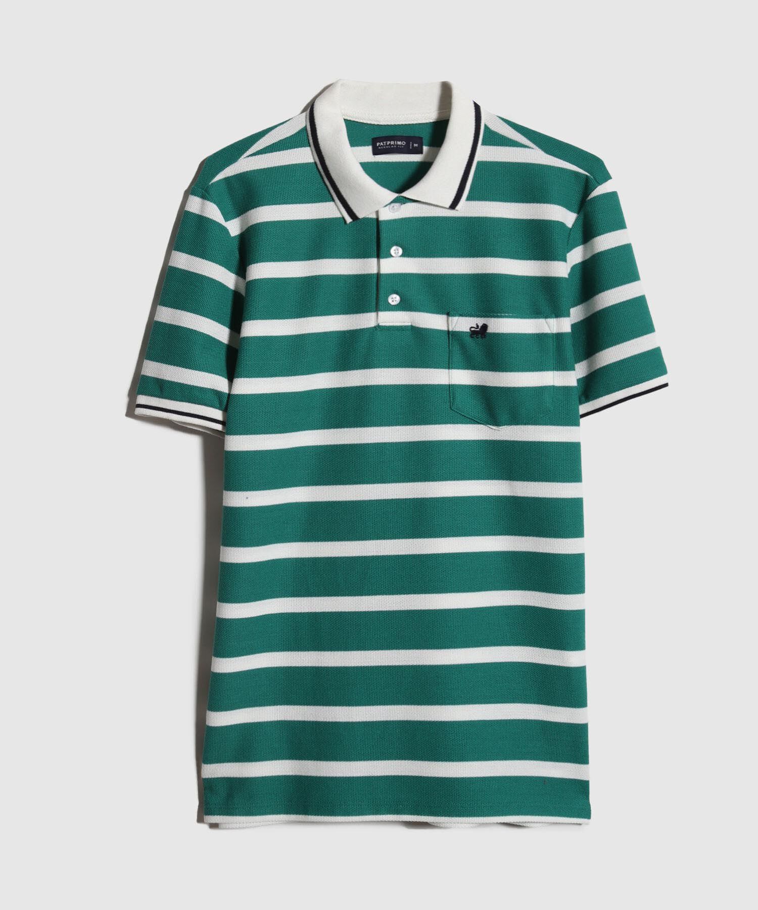 Polo Preteñida, Cuello Y Puños Tejidos Con Bolsillo