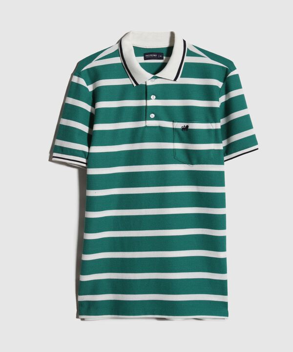 Polo Preteñida, Cuello Y Puños Tejidos Con Bolsillo