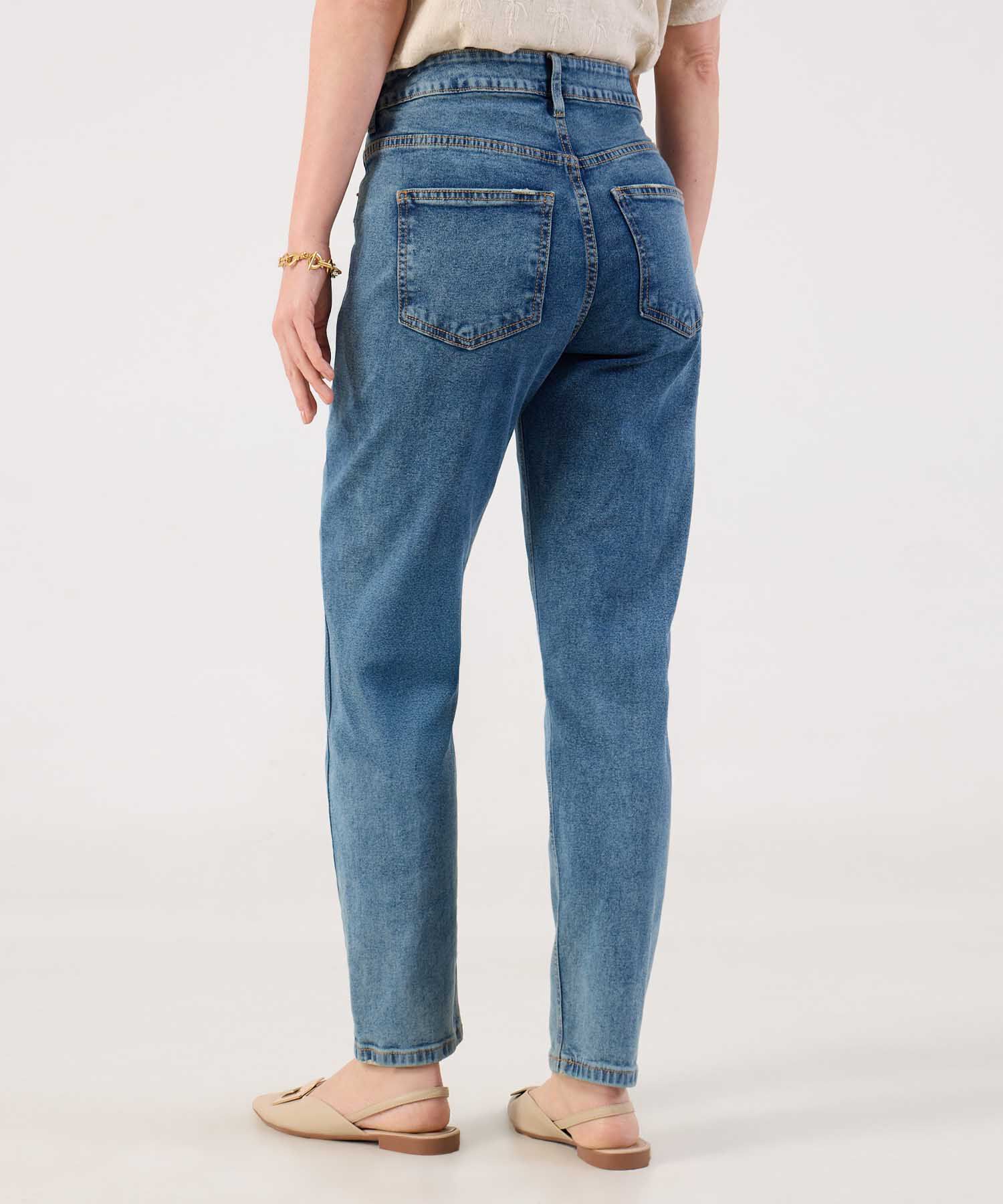 Jean Mom de Tiro Alto para Mujer