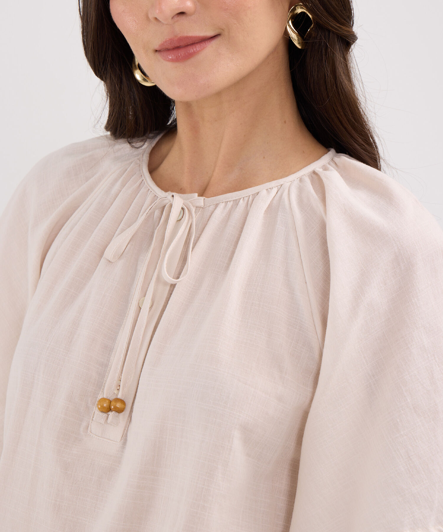 Blusa Preteñida, Escote En V.