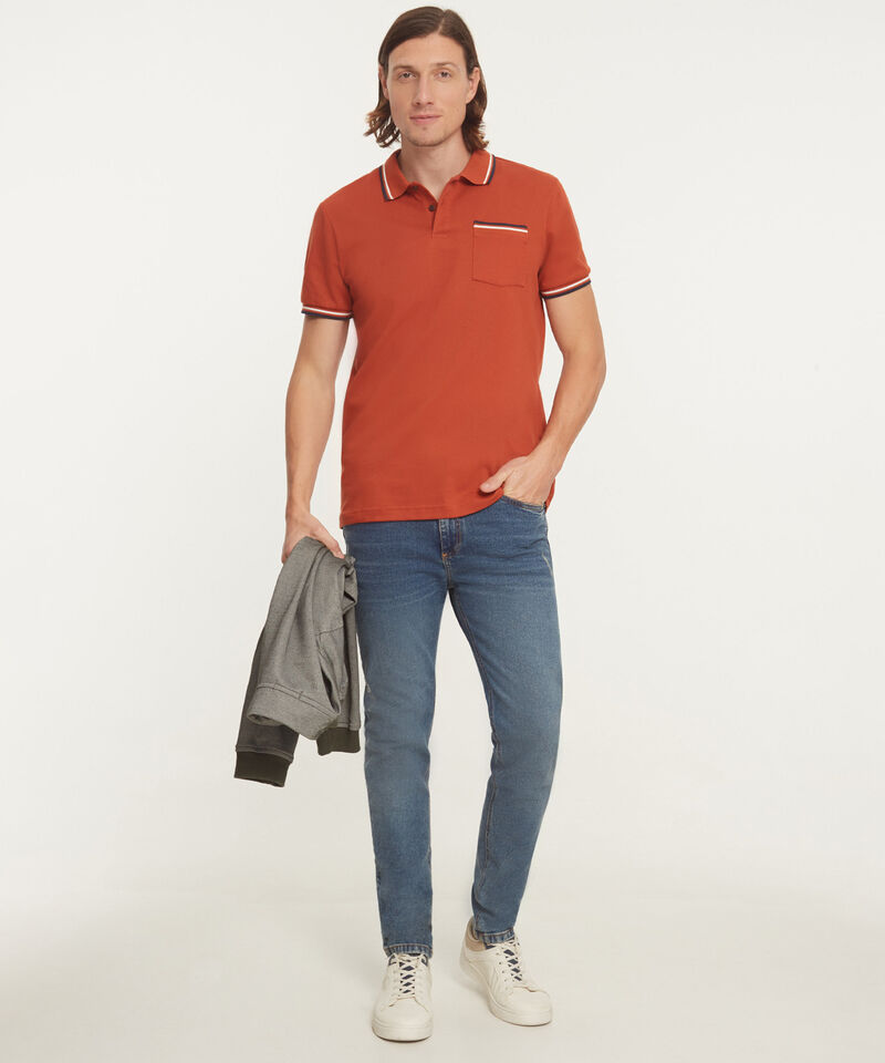 Polo Unicolor Con Bolsillo