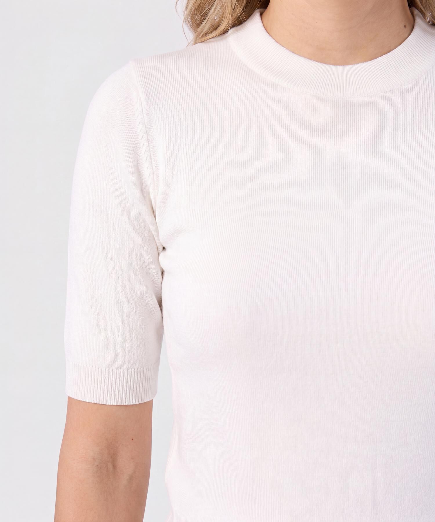 Camiseta De Punto Cuello Redondo Mujer