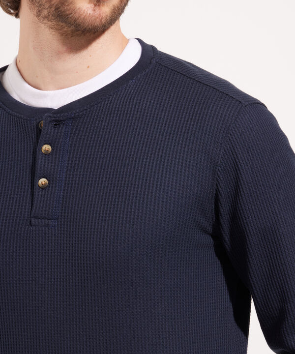 Camiseta Manga Larga Unicolor Cuello Henley