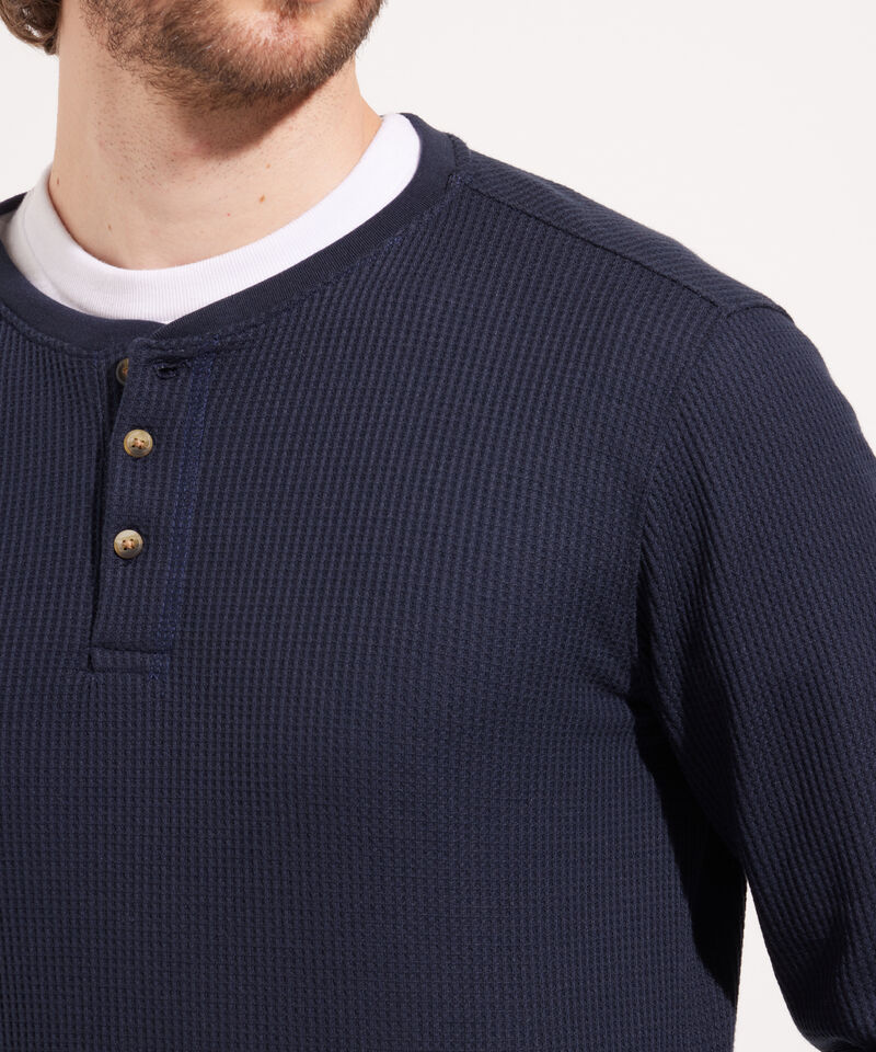 Camiseta Manga Larga Unicolor Cuello Henley