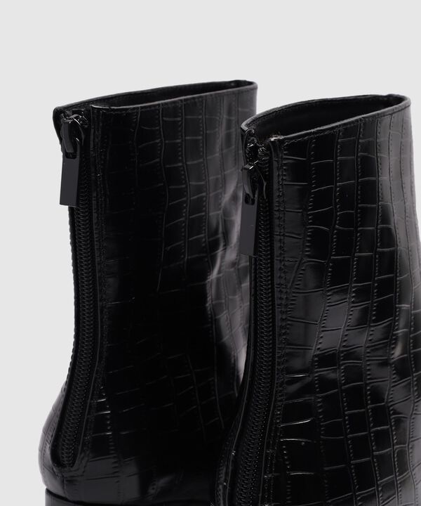 Botines De Tac&oacute;n Con Efecto Croco Para Mujer