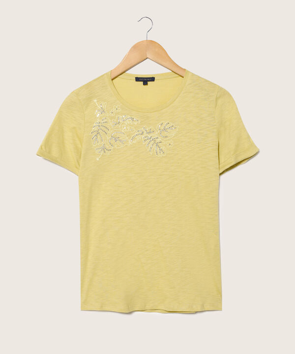 Camiseta Manga Corta Con Bordado