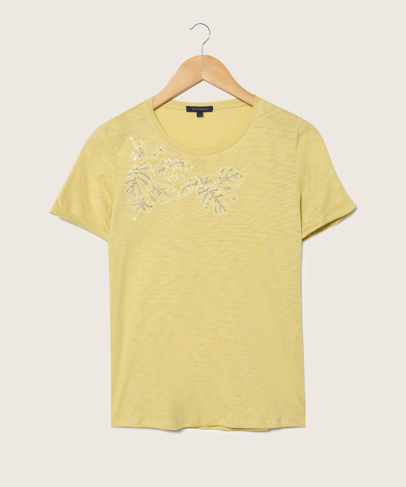 Camiseta Manga Corta Con Bordado