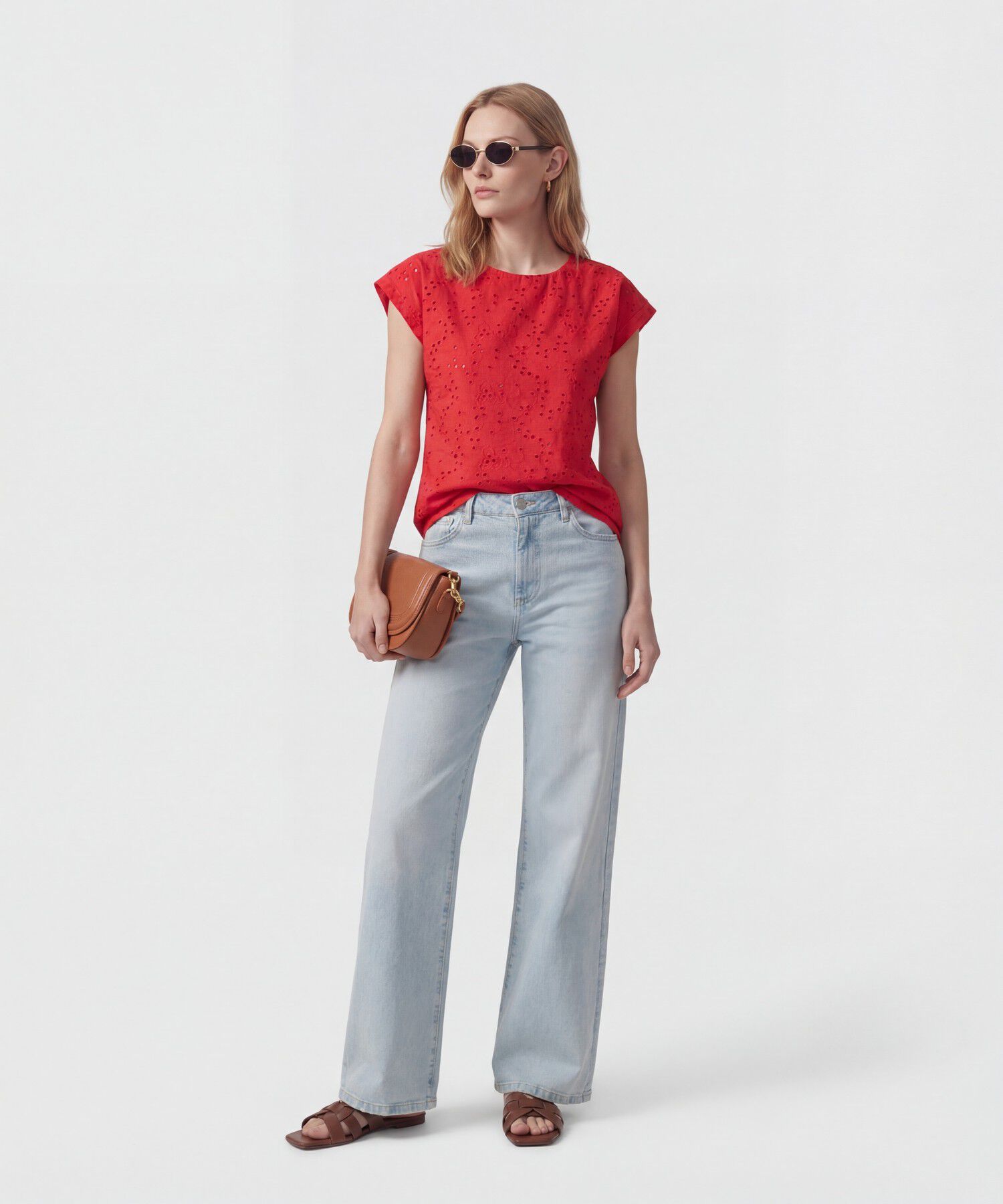 Blusa Unicolor Con Bordado Para Mujer