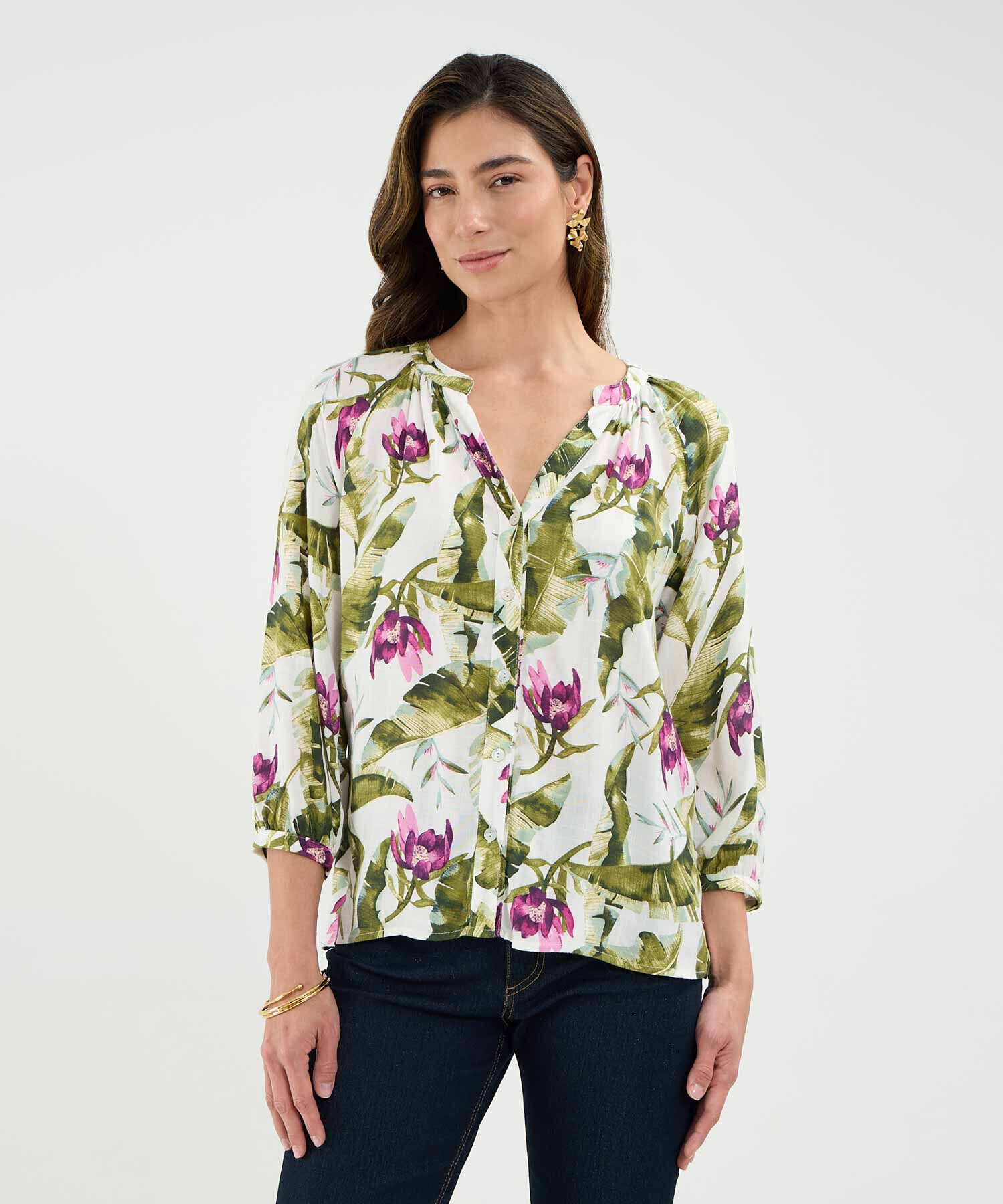 Blusa Estampada Escote en V