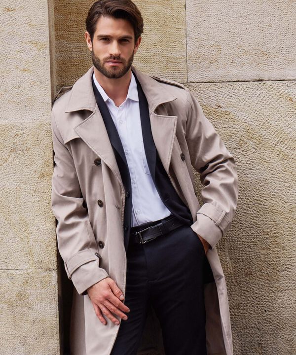 Camisa Formal De Manga Larga Con Bolsillo Para Hombre image number null