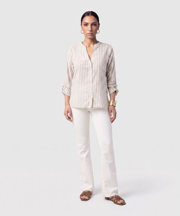 Blusa Manga Larga Con Botones Para Mujer