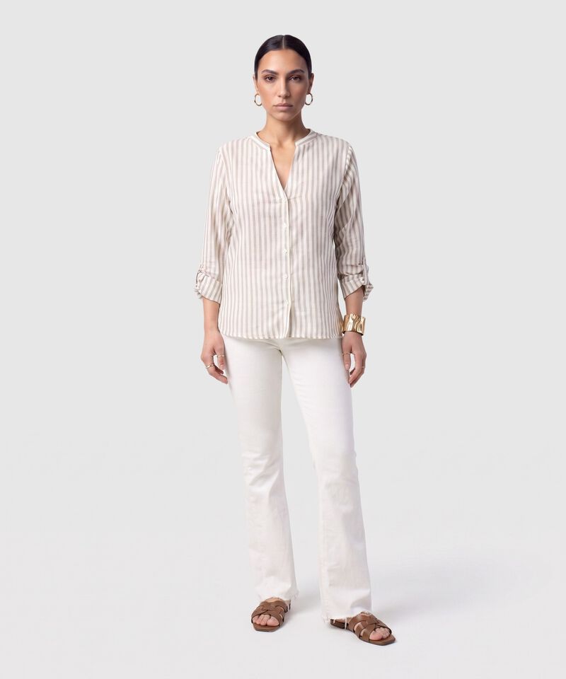 Blusa Manga Larga Con Botones Para Mujer