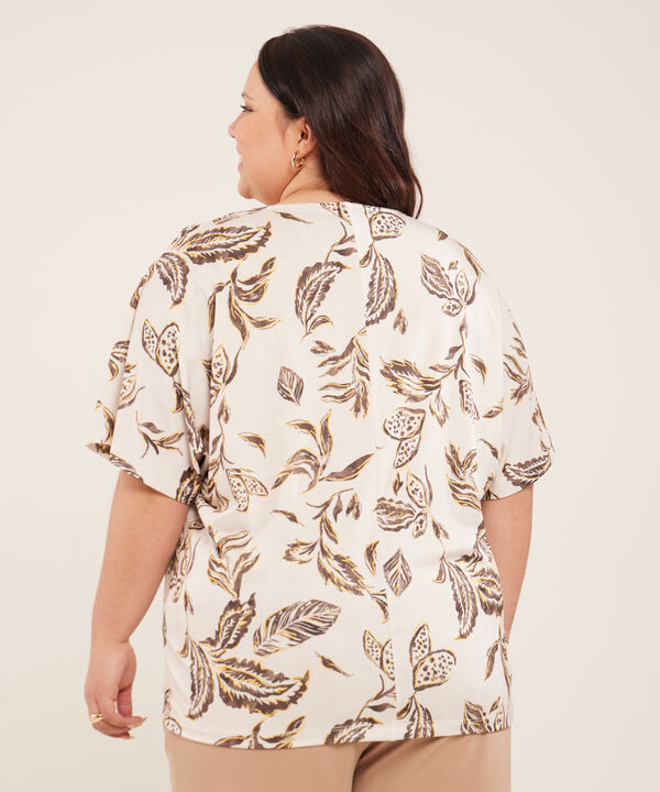 Camiseta Cuello V Estampada Manga Murciélago