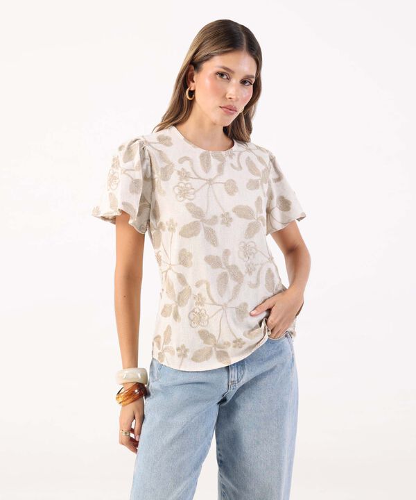 Blusa Con Manga Mariposa Y Cuello Redondo image number null