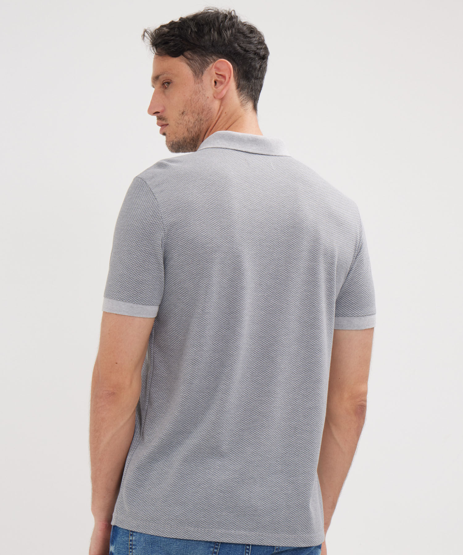 Polo Estampada Cuello Tejido Regular Fit