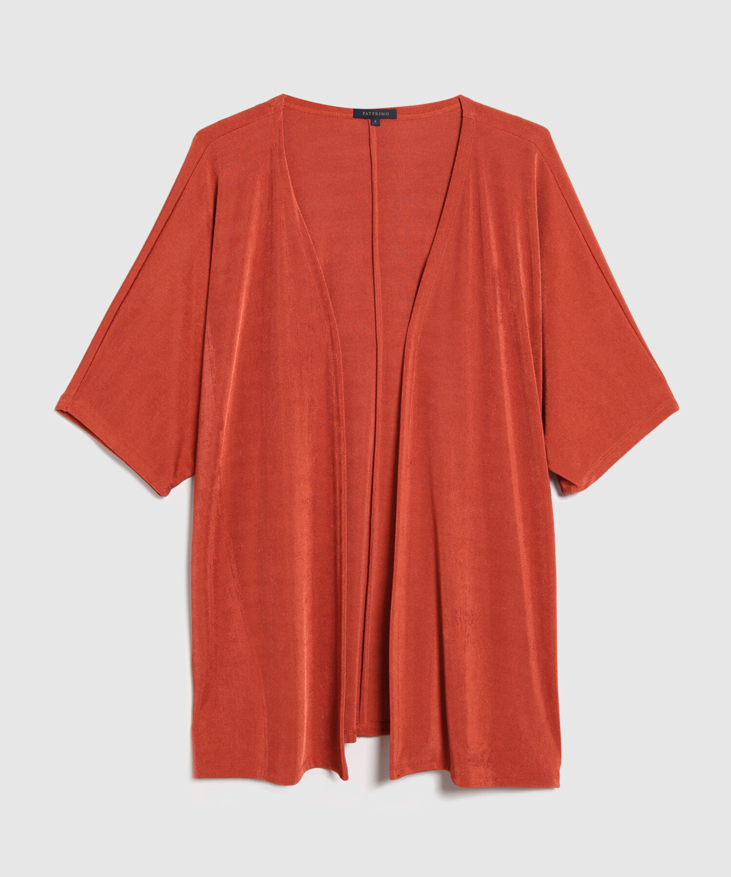 Saco Wrap Unicolor Textura, Manga Rodada Con Silueta Fluida, Tr&oacute;pico Floral