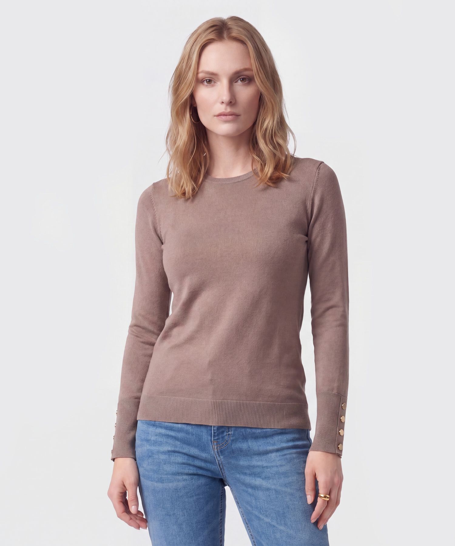 Saco Cuello Redondo Con Botones En Pu&ntilde;os