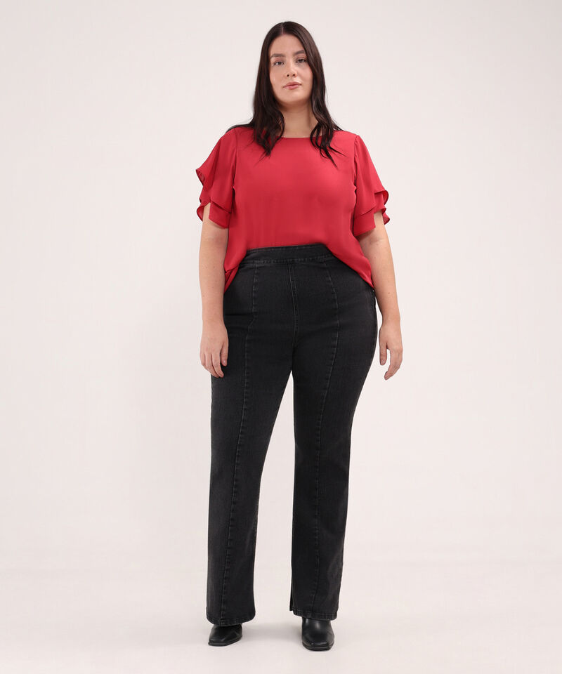 Blusa Unicolor Con Mangas Tipo Gola
