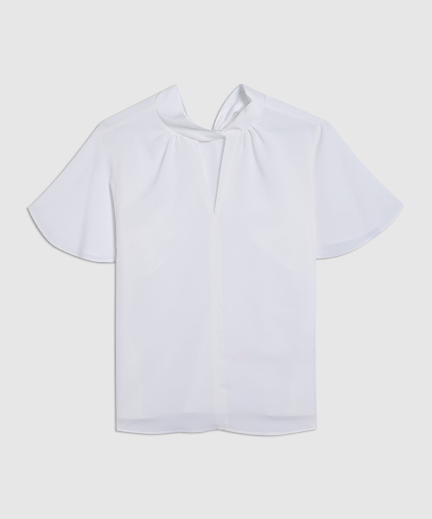Blusa Unicolor, Manga Corta Tipo Campana