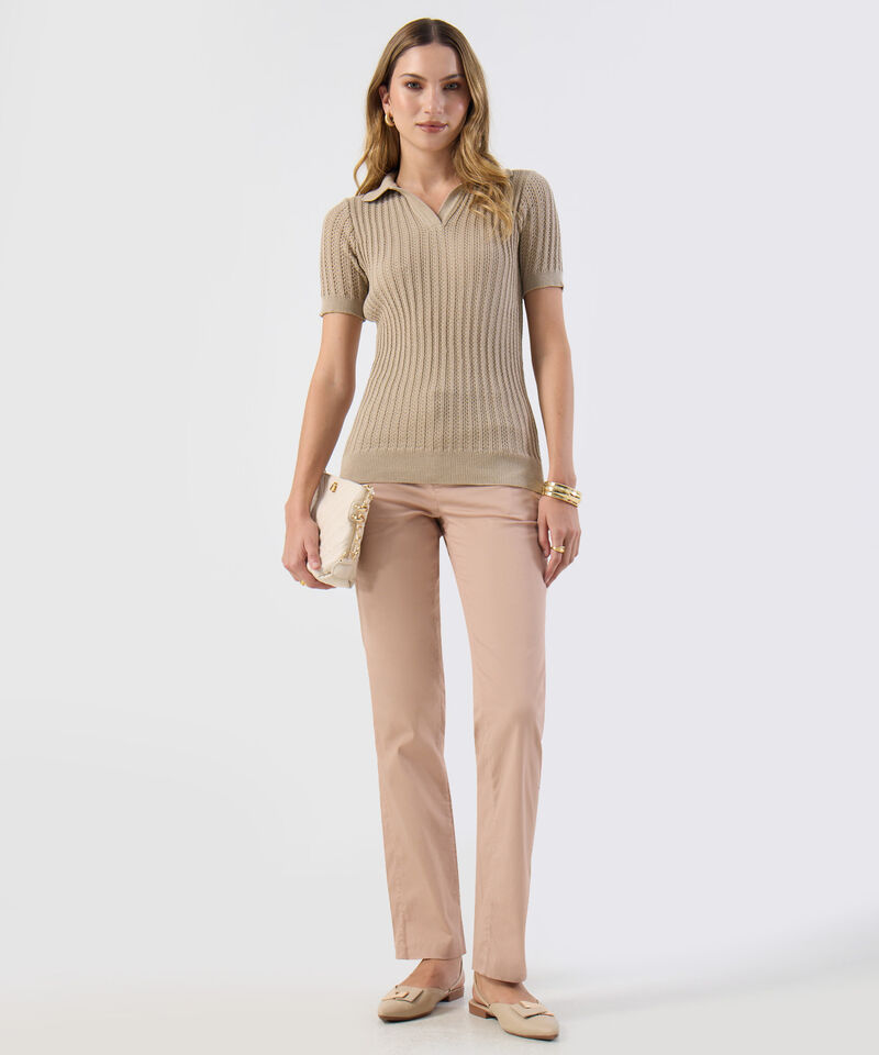 Polo Punto Calado Manga Corta Para Mujer