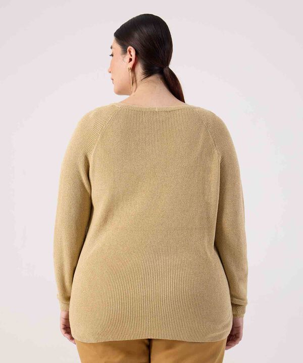 Saco Cuello en V Tejido para Mujer Curvy