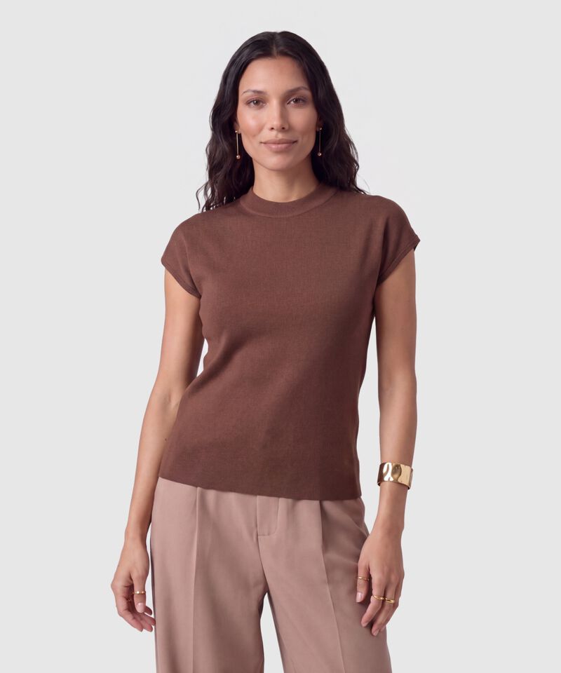 Camiseta Tejida Manga Corta Para Mujer