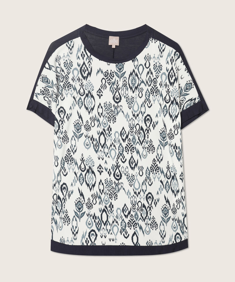 Camiseta Estampada Manga Corta Rodada Con Ruedos En Contraste