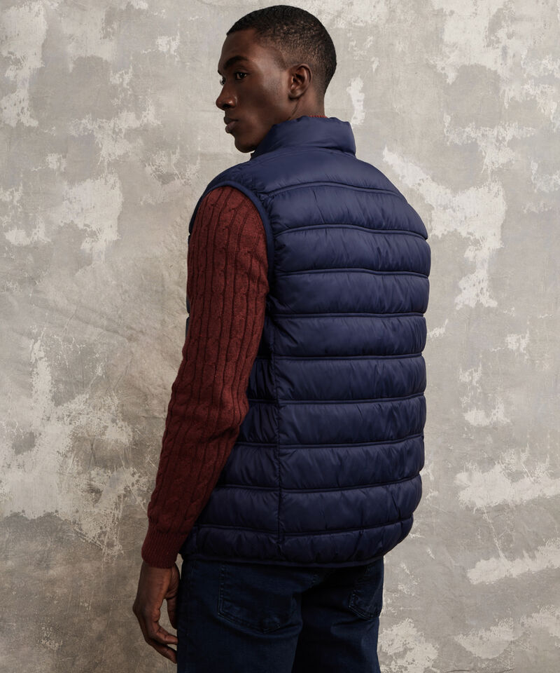 Chaleco Acolchado Unicolor Con Bolsillos De Ribete En Frente