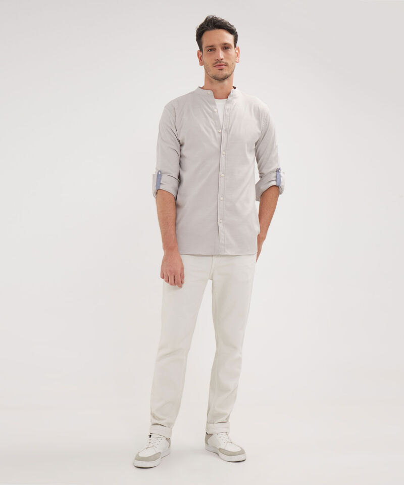 Camisa Manga Larga Cuello Mao Unicolor