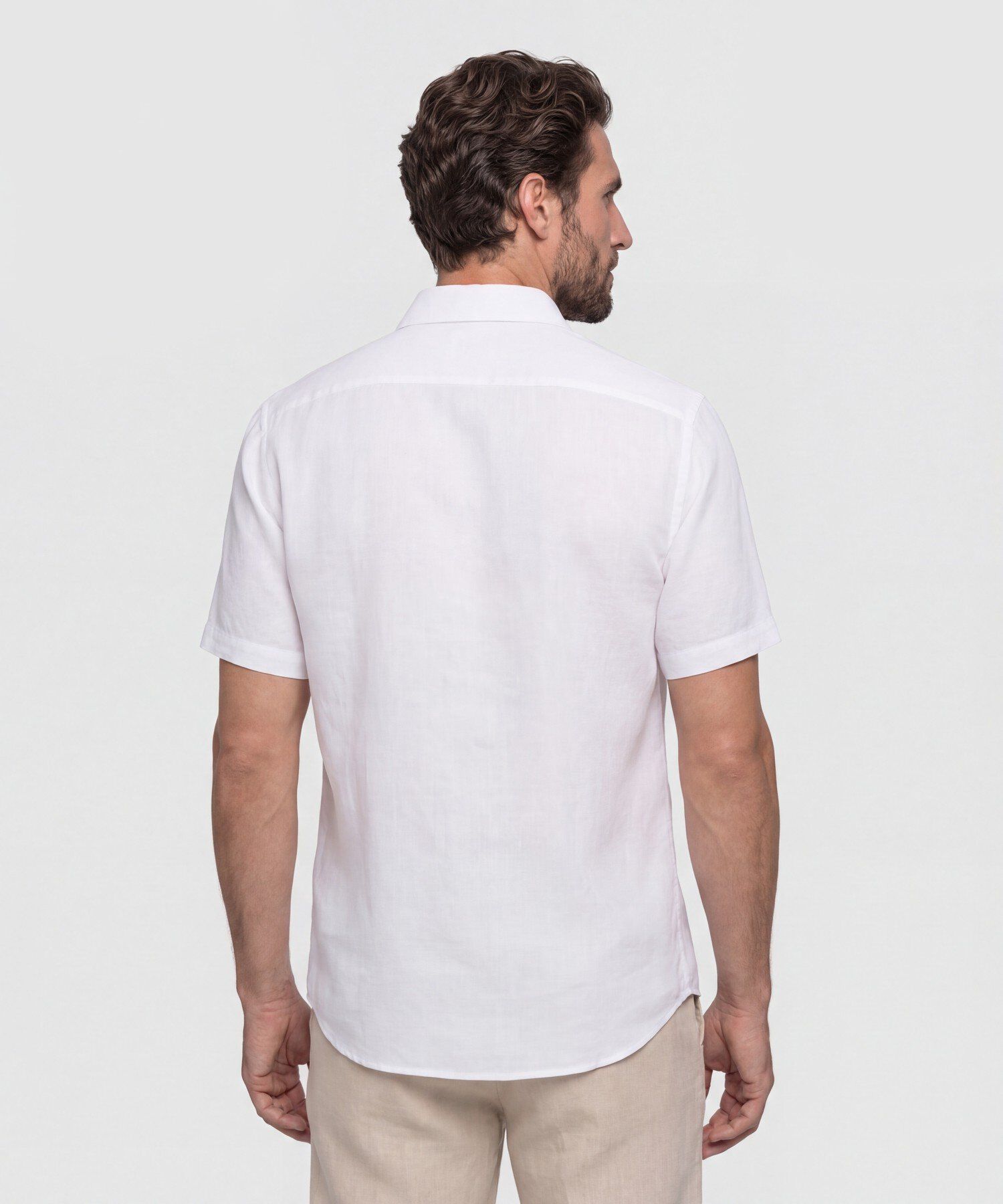 Camisa Hombre Manga Corta Cuello Mao