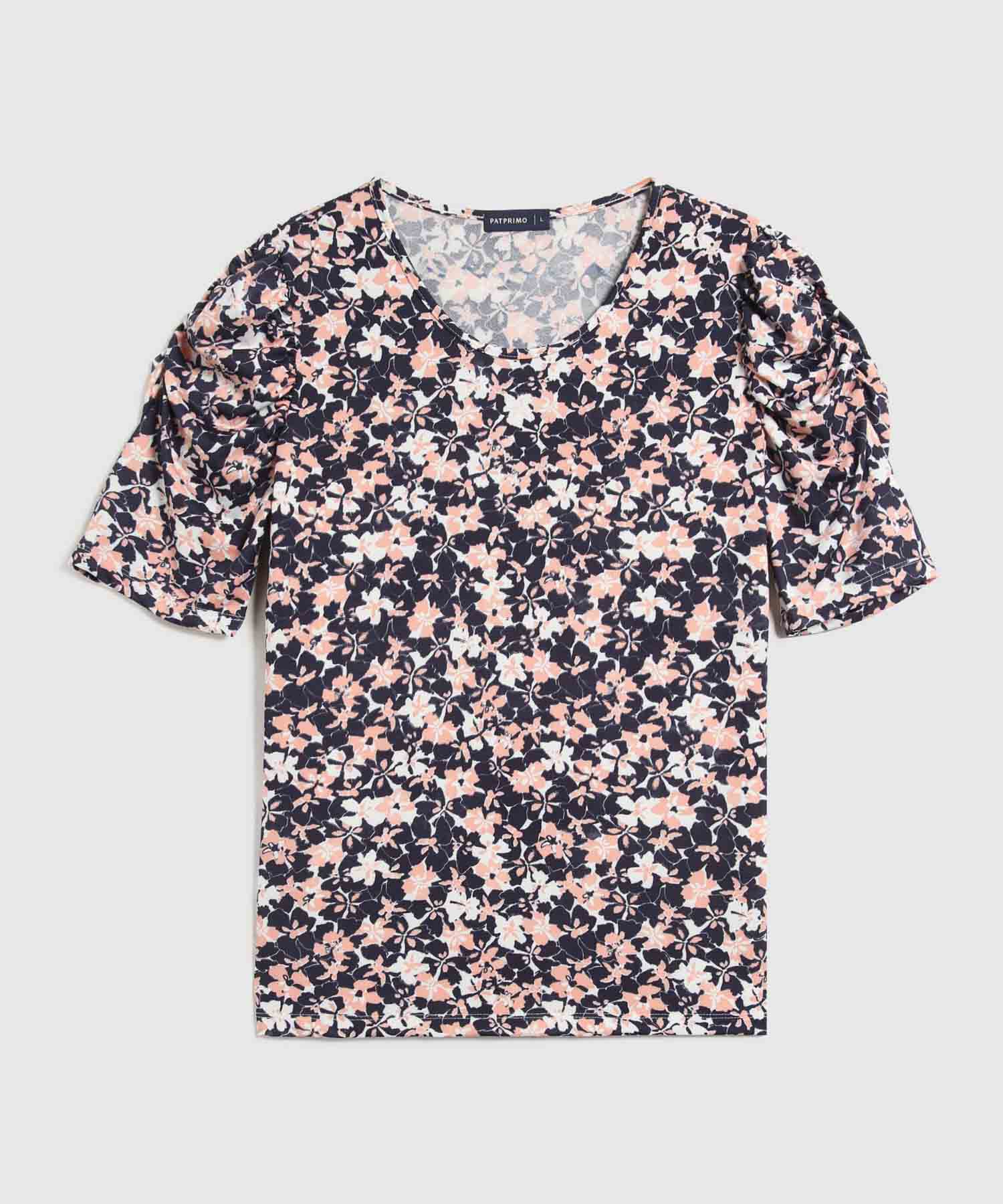Camiseta Con Ruche Estampado Floral