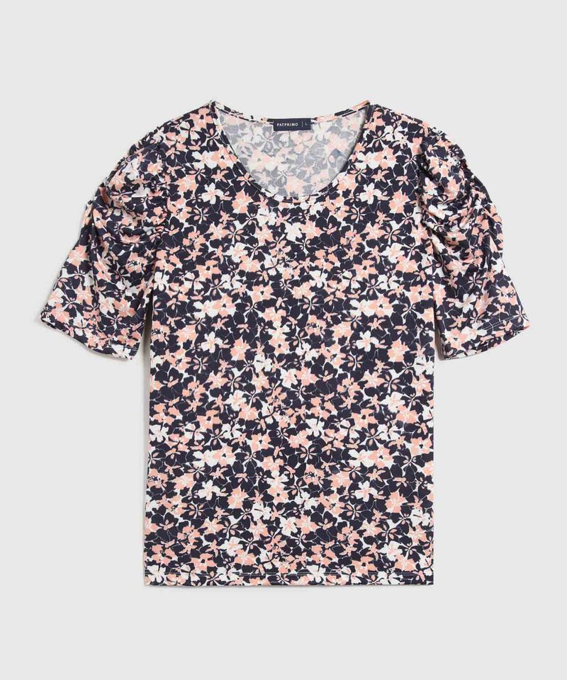 Camiseta Con Ruche Estampado Floral