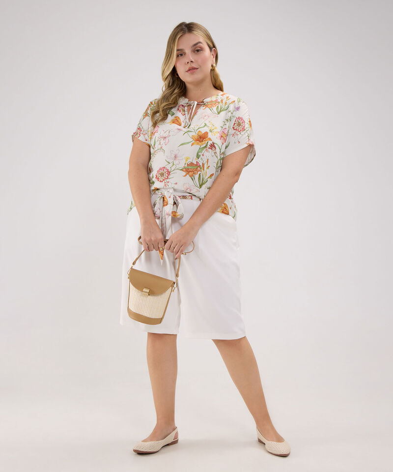 Blusa Estampada Cuello Mao