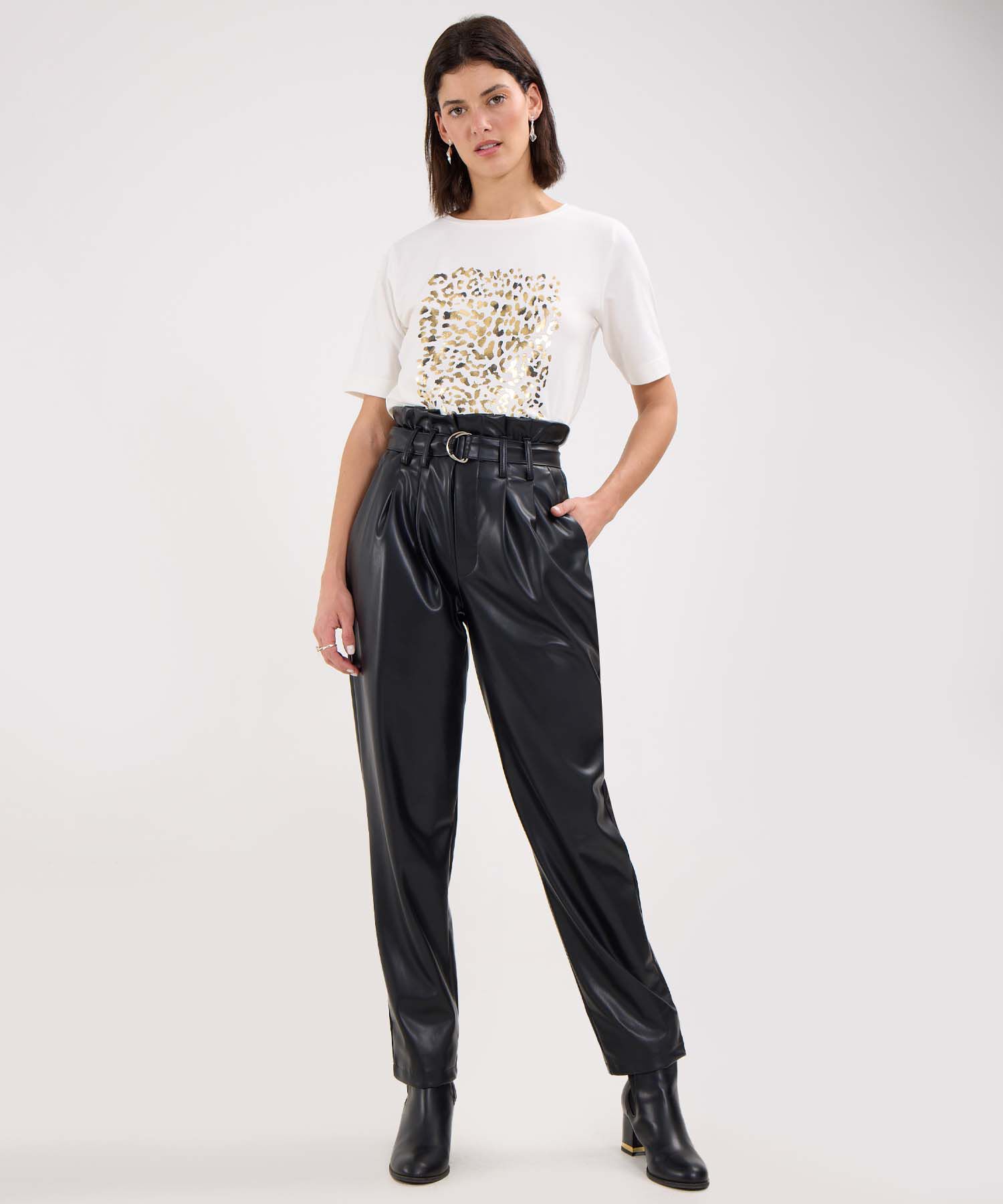 Pantalón Paper Bag en Efecto Piel