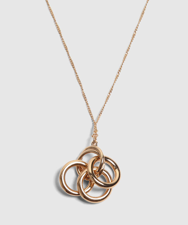 Set Dorado Con Collar Y Aretes De Aros Entrelazados image number null