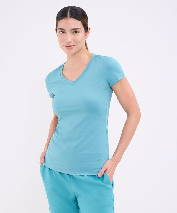 Camiseta manga corta unicolor para mujer image number null
