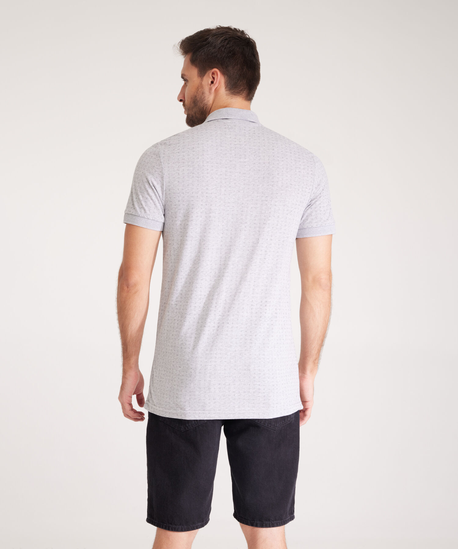 Polo Estampada Cuello Y Puños Tejidos Unicolor Sin Bolsillo Con Silueta Slim Fit